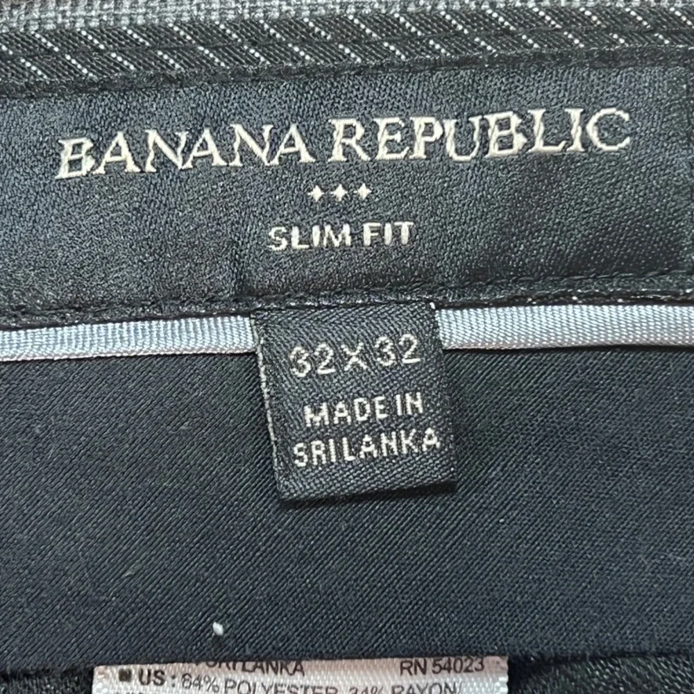 Banana Republic Mens Slim Fit Grey Textured Dress Pants 32x32 Stretch‎ Trousers